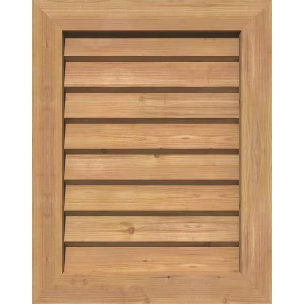 Vertical Gable Vent Non-Functional Western Red Cedar Gable Vent w/Decorative Face Frame, 12